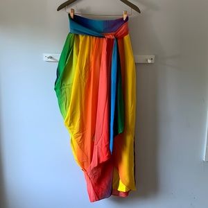 Rainbow Ombré Tulip Hem Midi Skirt